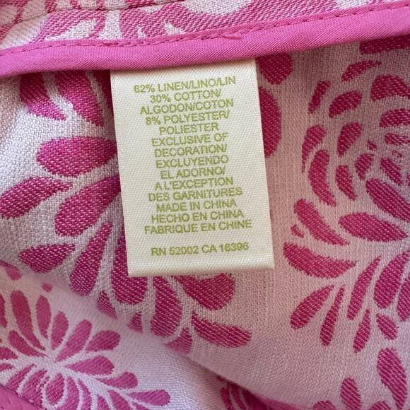 Sigrid Olsen Pink & Ivory Floral Print Linen Blend Single Breasted Blazer - Picture 8 of 9